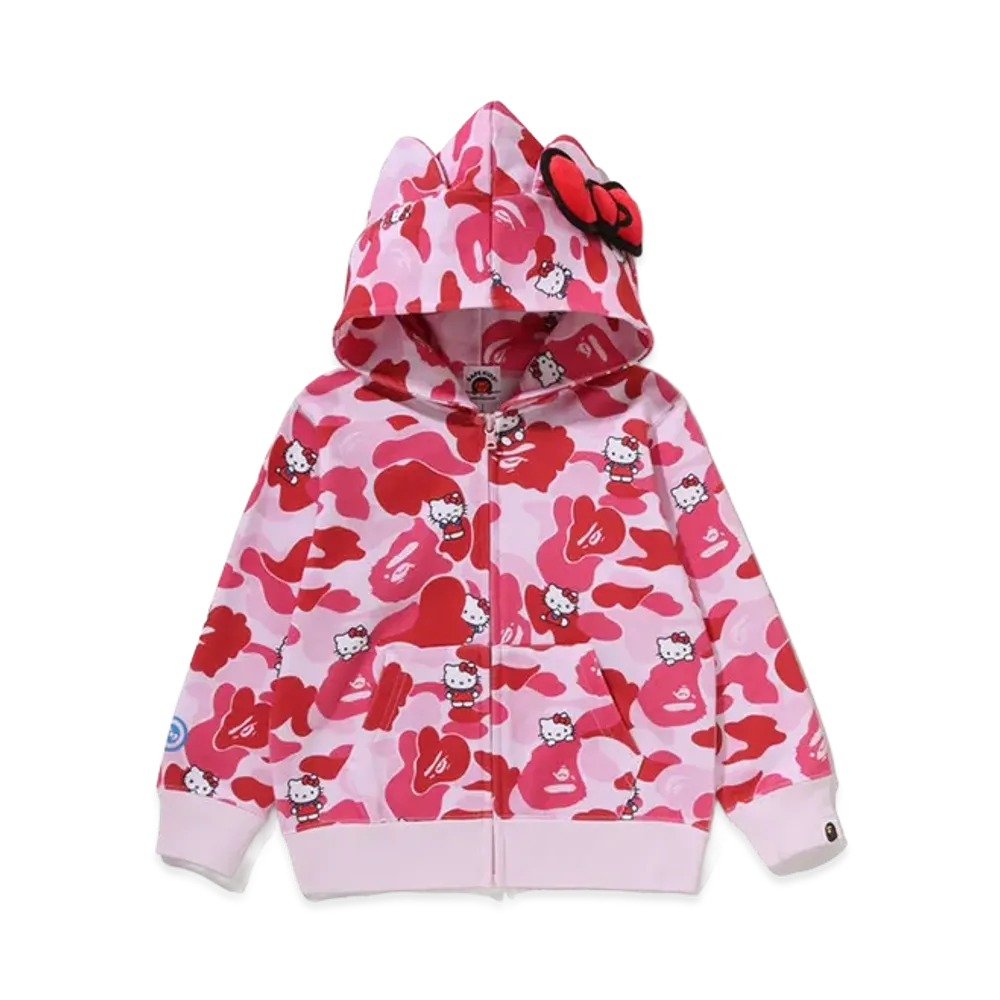 A BATHING APE x Hello Kitty Kids Camo Full Zip Hoodie "Pink"