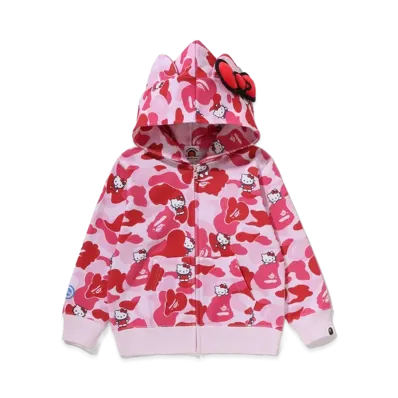A BATHING APE x Hello Kitty Kids Camo Full Zip Hoodie "Pink"