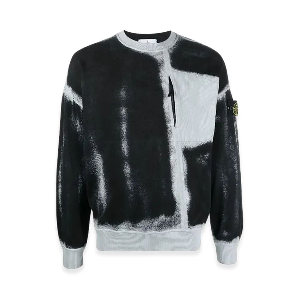 Stone Island 627T2 Wappen Patch Spray Sweatshirt - 23SS "Sky Blue/Black"