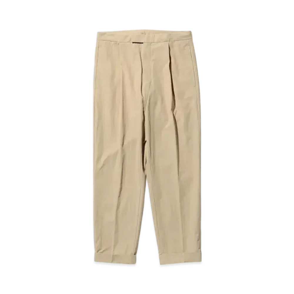 BEAMS 1 Pleat Travel Comfort Cloth "Beige"