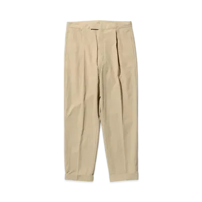 BEAMS 1 Pleat Travel Comfort Cloth "Beige"