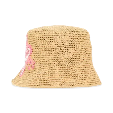 PRADA Women's Raffia Bucket Hat "Beige"