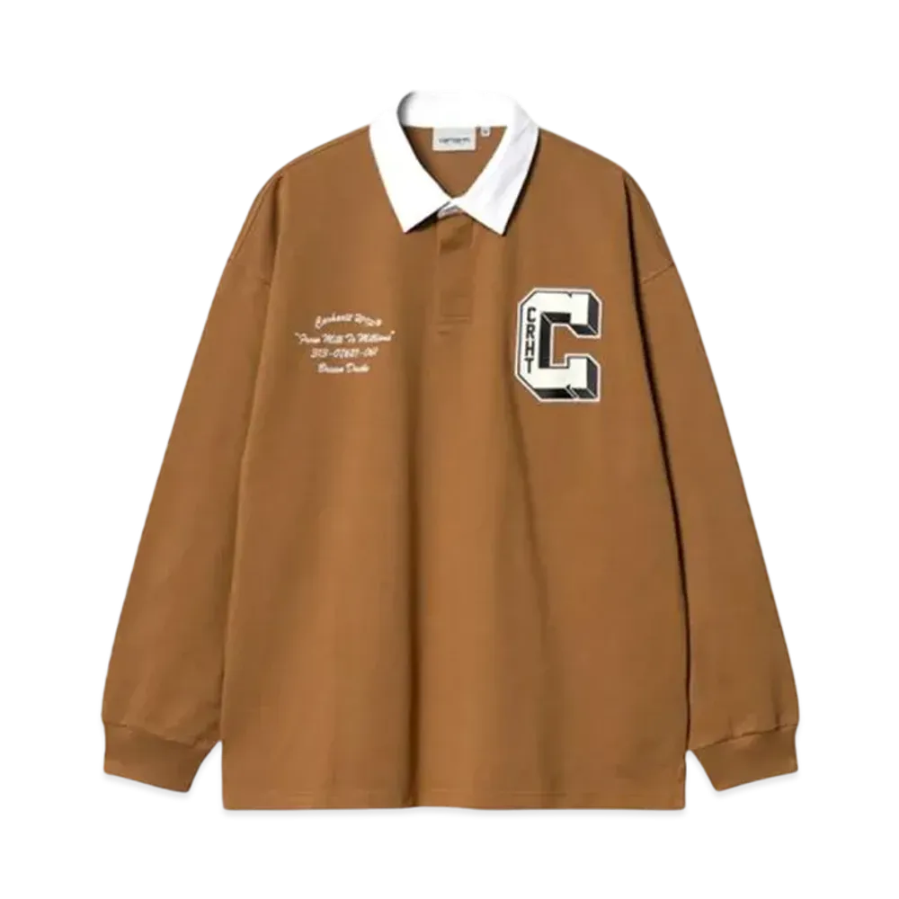 Carhartt WIP Long Sleeve Brown Ducks Rugby Shirt "Hamilton Brown/White"