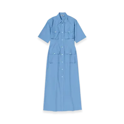 AURALEE Washed Finx Twill Shirt Dress "Blue"