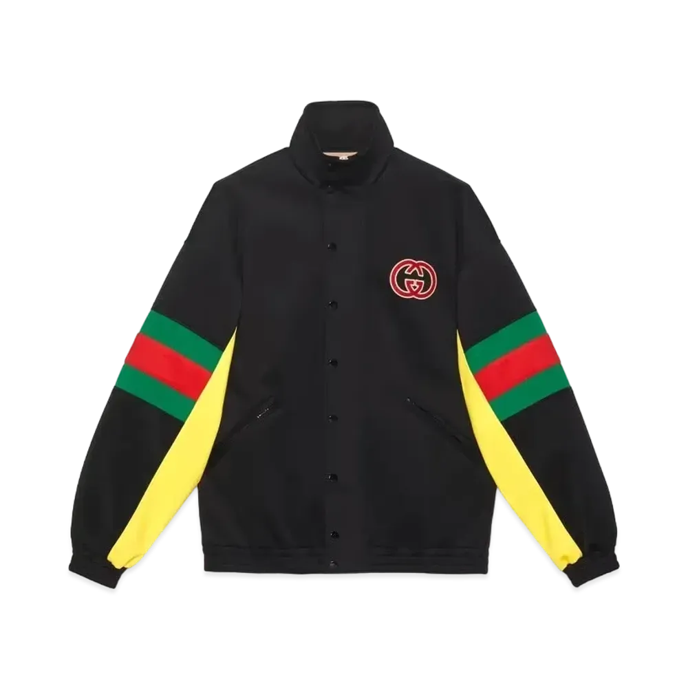 GUCCI Light Neoprane Jacket With Web "Black/Green/Red/Yellow"