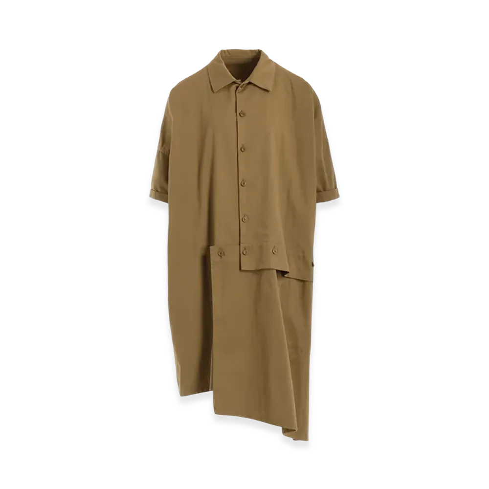 Y's Born Product Cotton Twill Half Sleeve Asymmeteric Dress "Beige"