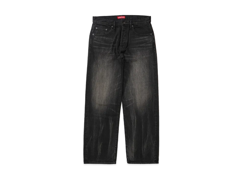 Supreme Distressed Loose Fit Selvedge Jean (26SS) "Washed Black"
