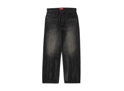 Supreme Distressed Loose Fit Selvedge Jean (26SS) "Washed Black"