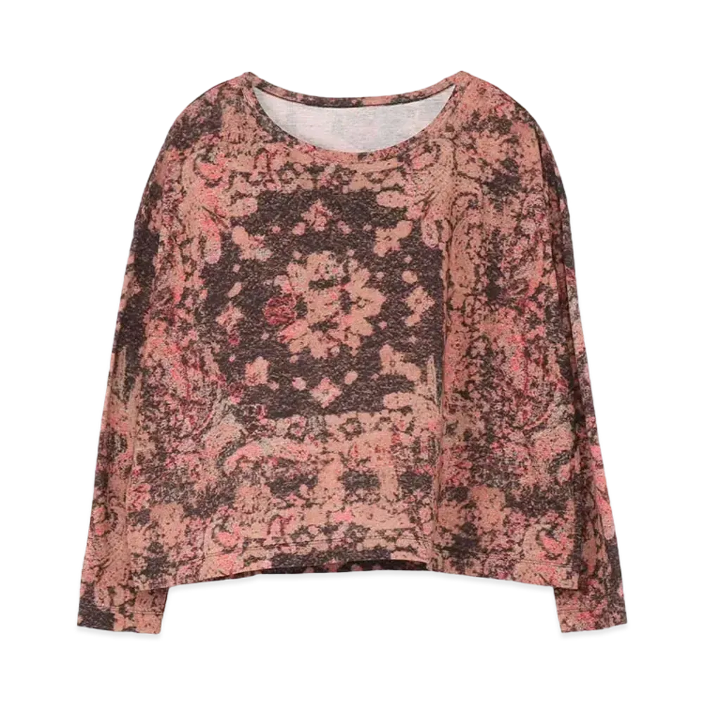 Yohji Yamamoto Y's TWISTED YARN JACQUARD PATTERN BIG ROUND NECK T "Red"