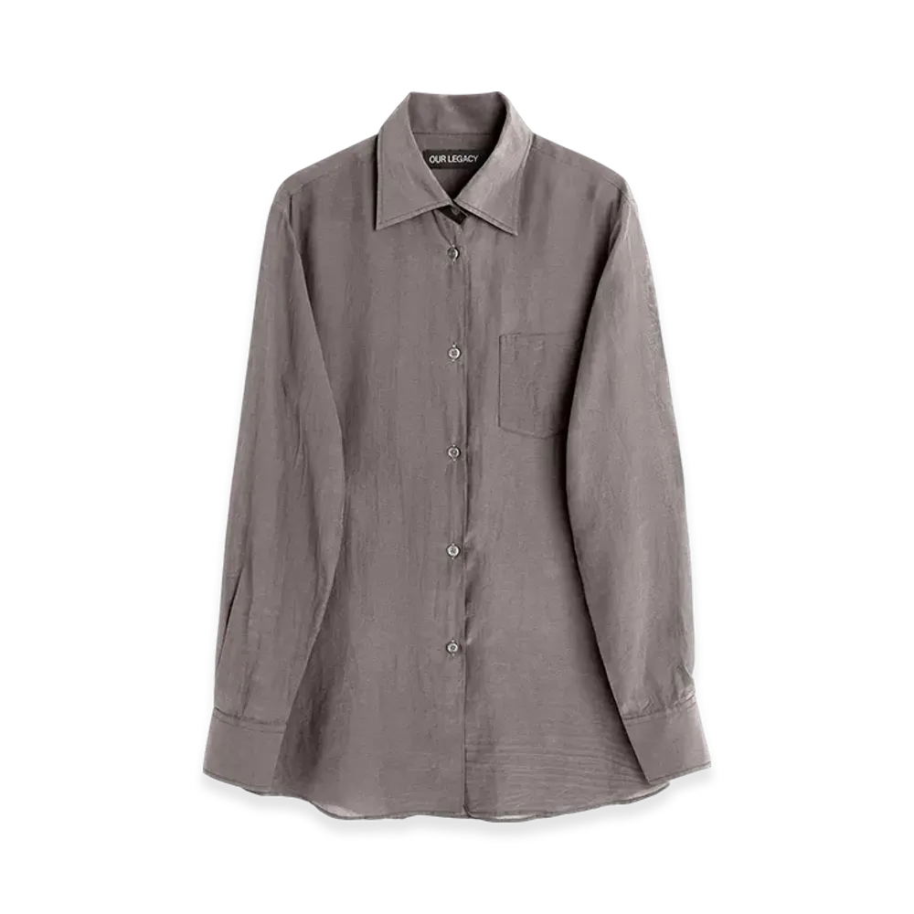OUR LEGACY Women's Sincere Shirt "Charcoal Bordeaux Cotton Silk"