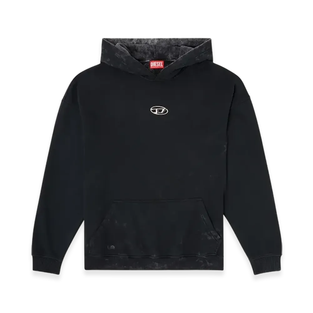 Diesel S-Boxt-Hood-T10 Hoodie With Cut-Out Metal Oval D "Black"