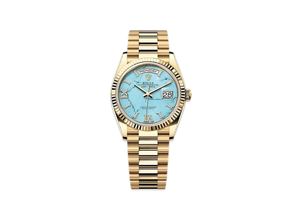 ROLEX Day-Date 36mm Yellow Gold 128238 "Turquoise"