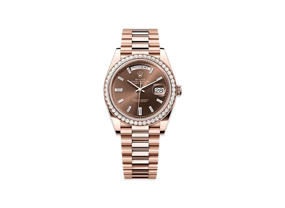 ROLEX Day-Date 40mm Everose Gold Diamond 228345RBR "Chocolate"