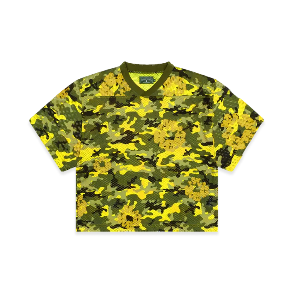 DENIM TEARS Camo Cotton Wreath Mesh Football Top "Yellow"