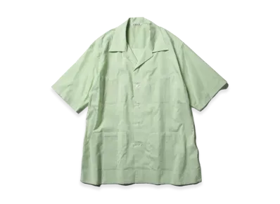 AURALEE Finx Silk Stripe Cuba Shirts "Green"