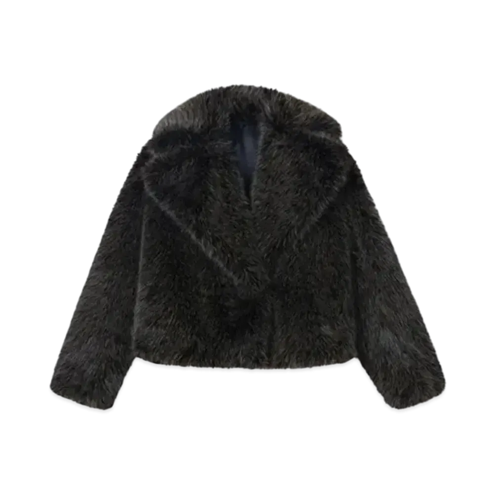 KENZO Short Blouson In Fake Fur "Dark Brown"