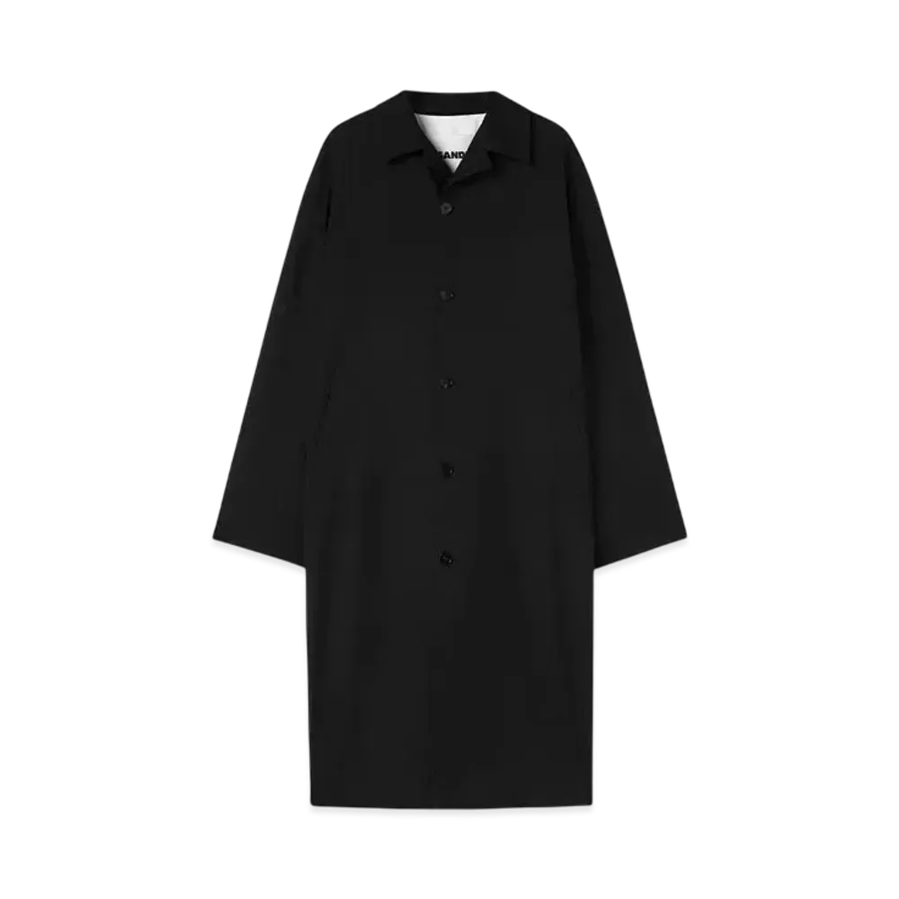 Jil Sander Men's Lightweight Wool Gabardine Coat "Black"