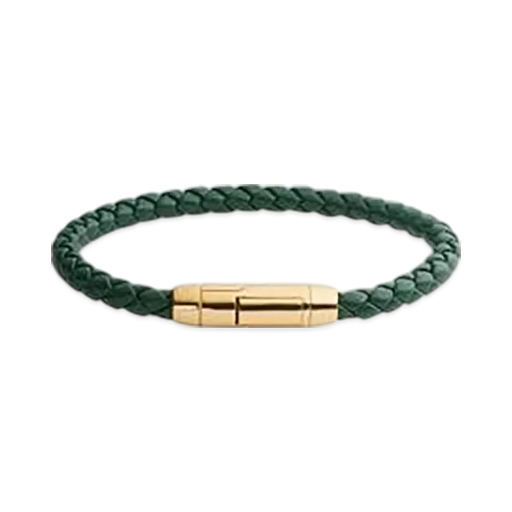 Bottega Veneta Braid Leather Bracelet "Emerald Green"