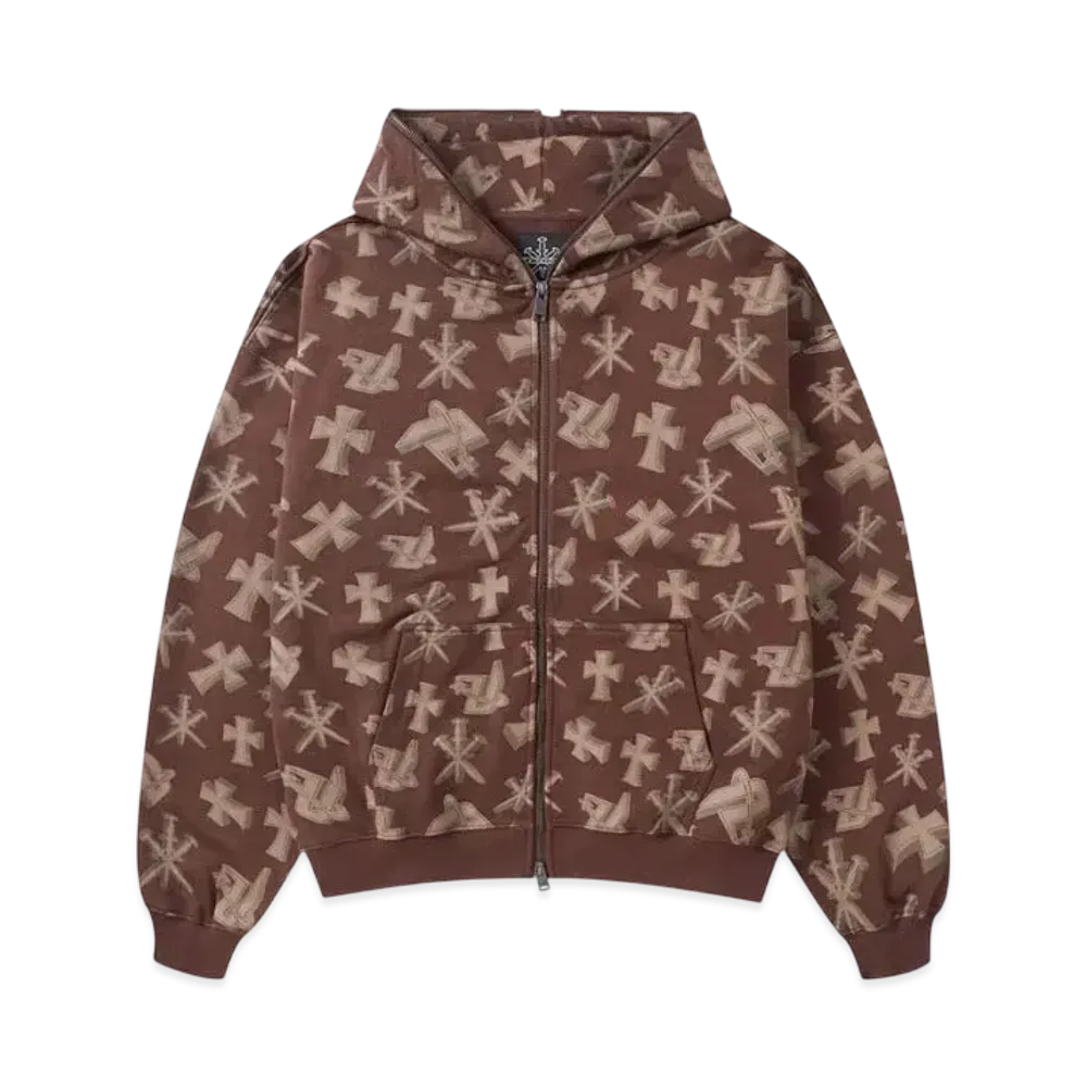 Unknown London 3D Monogram Logo Full Zip "Brown"