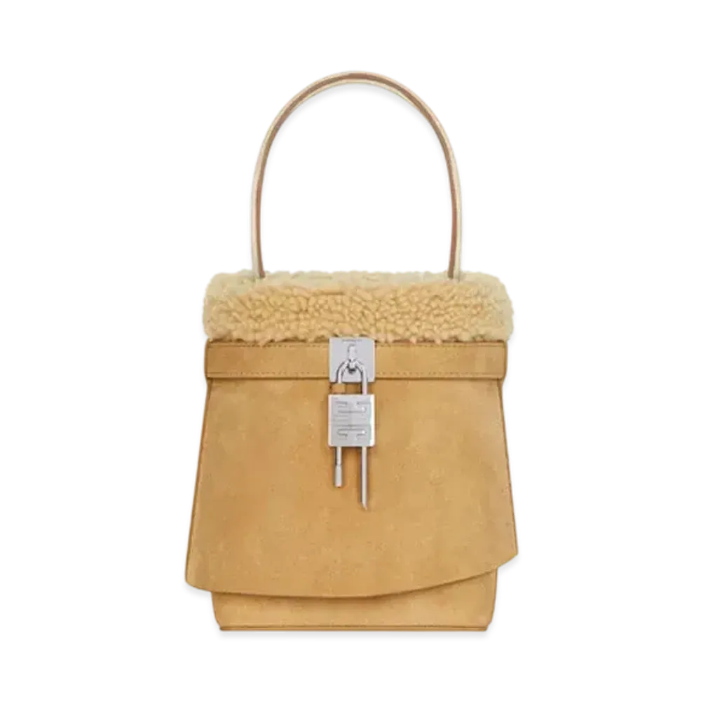 GIVENCHY Shark Lock Bucket Bag In Suede and Shearling "Hazel"