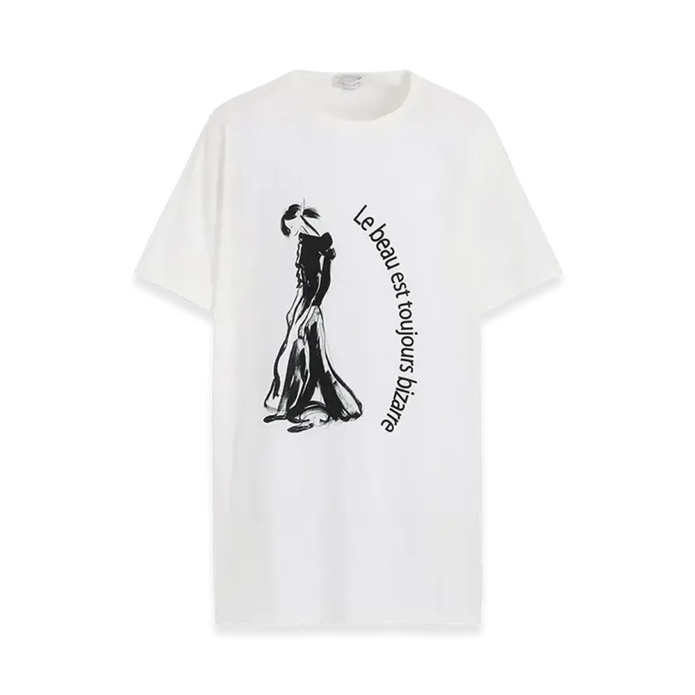 Yohji Yamamoto POUR HOMME Single Jersey Print Half Sleeve D "White"