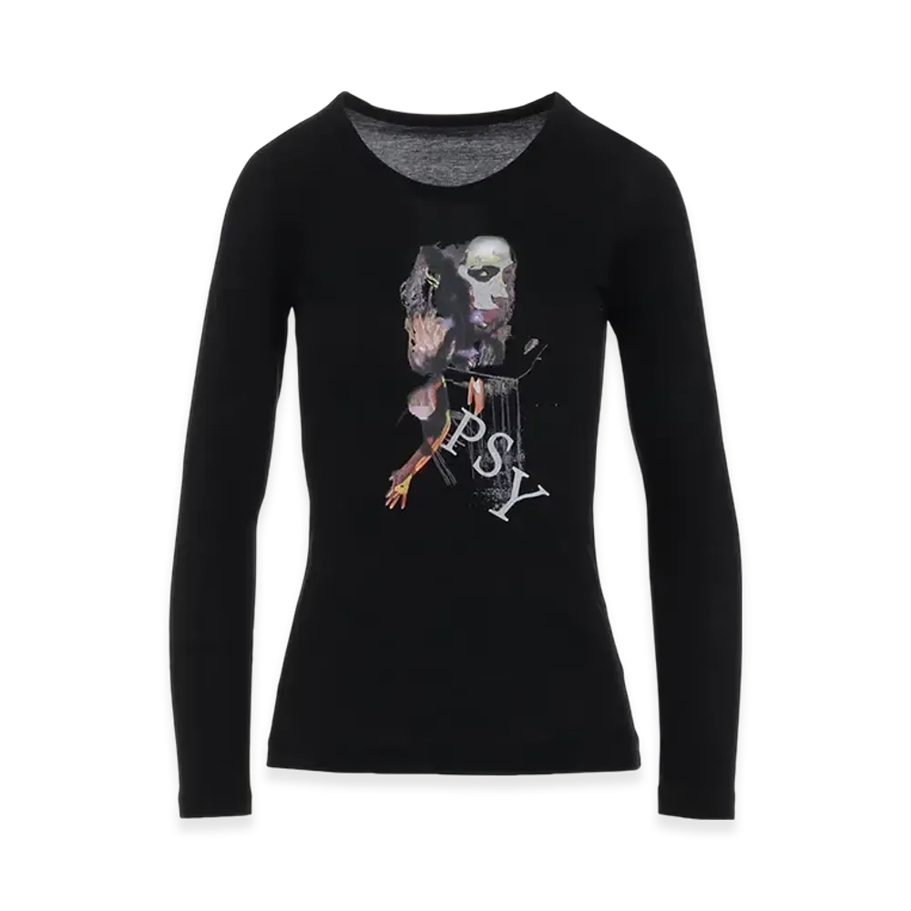 Yohji Yamamoto Supima Single Jersey Pt Long Slv T B "Black"