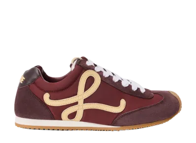 LOEWE Women's Ballet Runner 2.0 in Nylon and Calfskin "Copper Red/Vanilla/Aubergine"