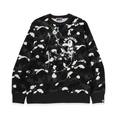 A BATHING APE Painting Crewneck Sweatshirt Mens "Black"