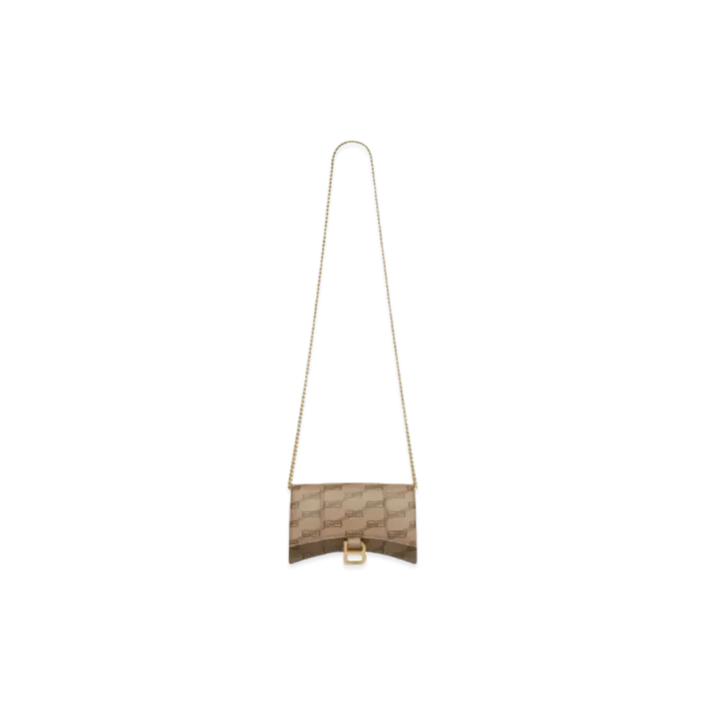 BALENCIAGA Hourglass Chain Mini Wallet "Beige"