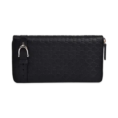 GUCCI Micro Guccissima Zip Around Long Wallet "Black"