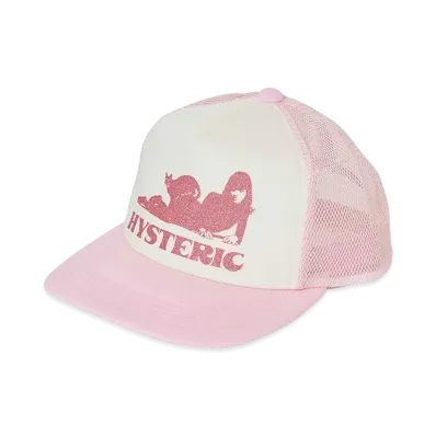HYSTERIC GLAMOUR Women's Black Cat Woman Mesh Cap "Pink"