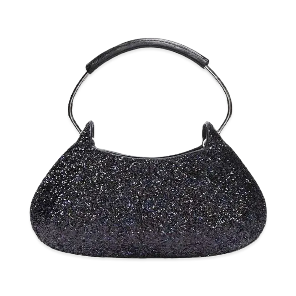Max Mara Mini Casual Glitter Fabric Bag "Black"