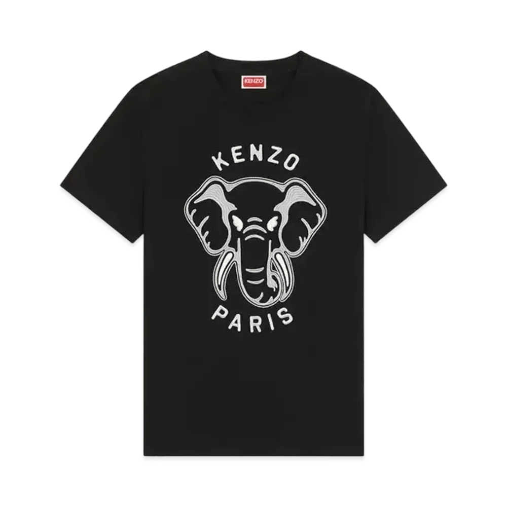 KENZO 'ELEPHANT' Loose Embroidery T-Shirt "Black"