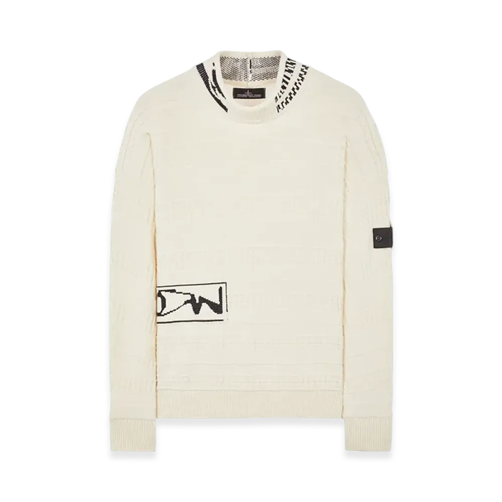 Stone Island Shadow Project 5091T Fair Isle Aran Mock Neck Knit Chapter 1 - 22FW "Off White"