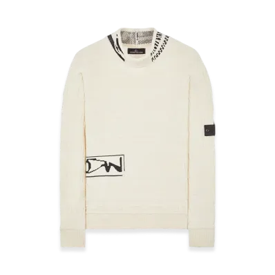 Stone Island Shadow Project 5091T Fair Isle Aran Mock Neck Knit Chapter 1 - 22FW "Off White"