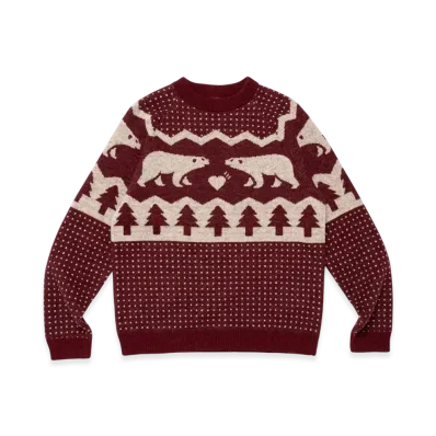 HUMAN MADE Polar Bear Knit Sweater "Burgundy"