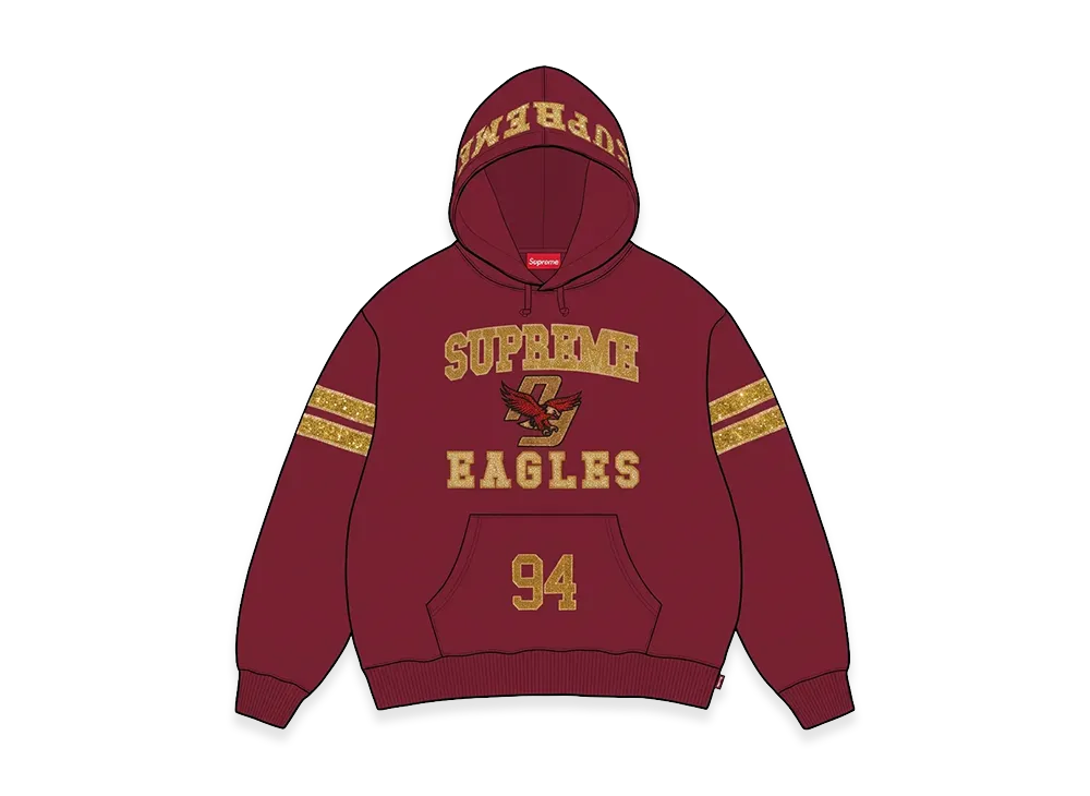 Supreme Rhinestone Eagle Hooded Sweatshirt "Cardinal"