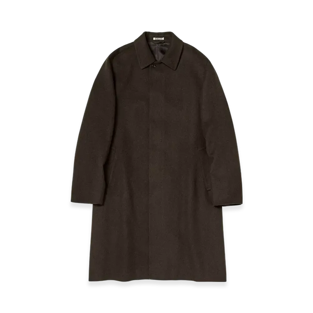 AURALEE Baby Camel Flannel Coat "Dark Brown"