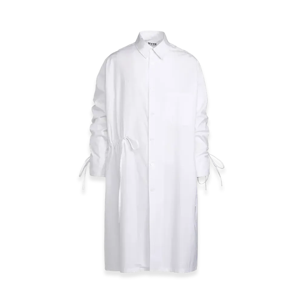 S'YTE Cotton Broad Cloth Oversized Long Shirt With Gathered Strings "White"