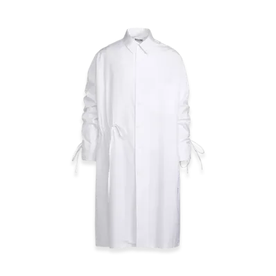 S'YTE Cotton Broad Cloth Oversized Long Shirt With Gathered Strings "White"