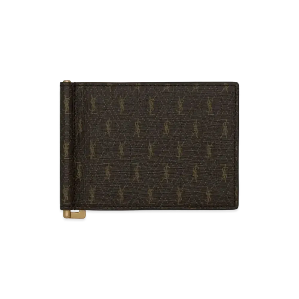SAINT LAURENT Le Monogramme Bill Clip Wallet In Saint Laurent Monogram Canvas "Chestnut"