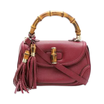GUCCI New Bamboo Leather Medium Bag "Bordeaux"