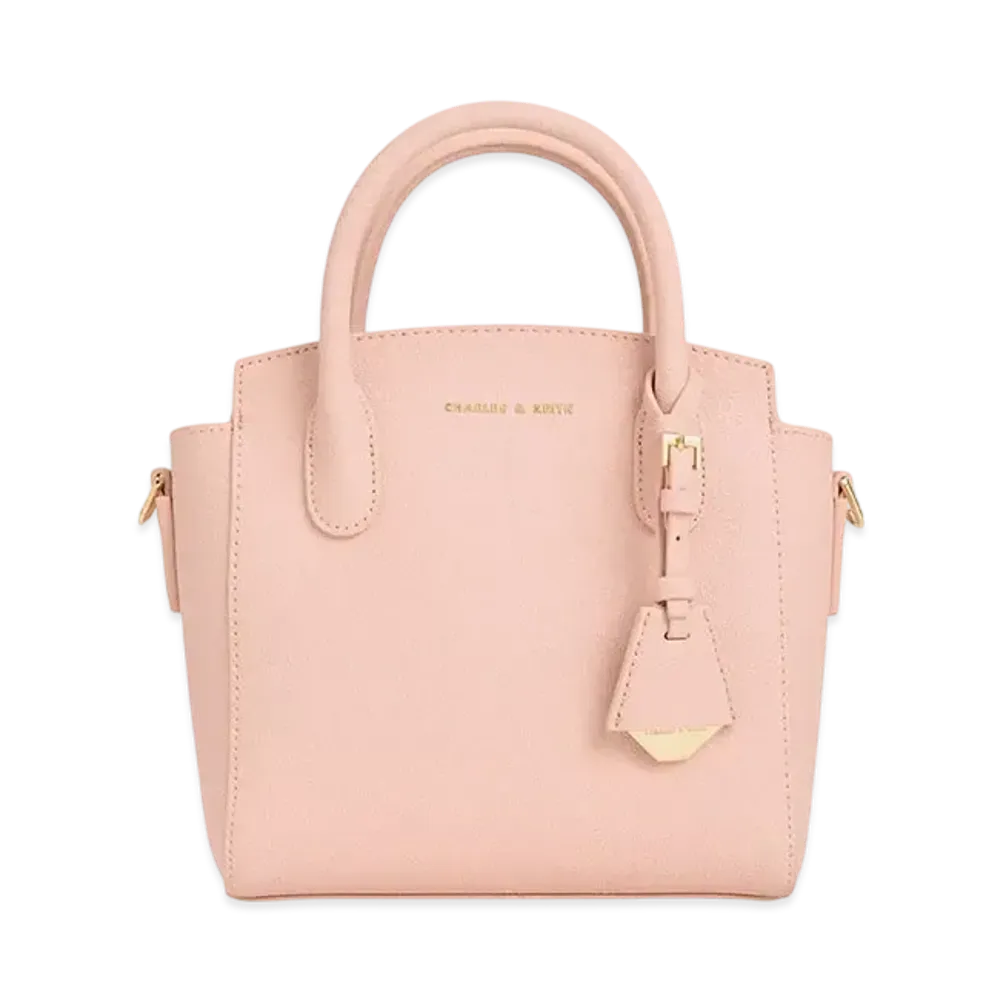 CHARLES & KEITH Double Handle Trapeze Tote Bag "Pink"