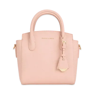 CHARLES & KEITH Double Handle Trapeze Tote Bag "Pink"