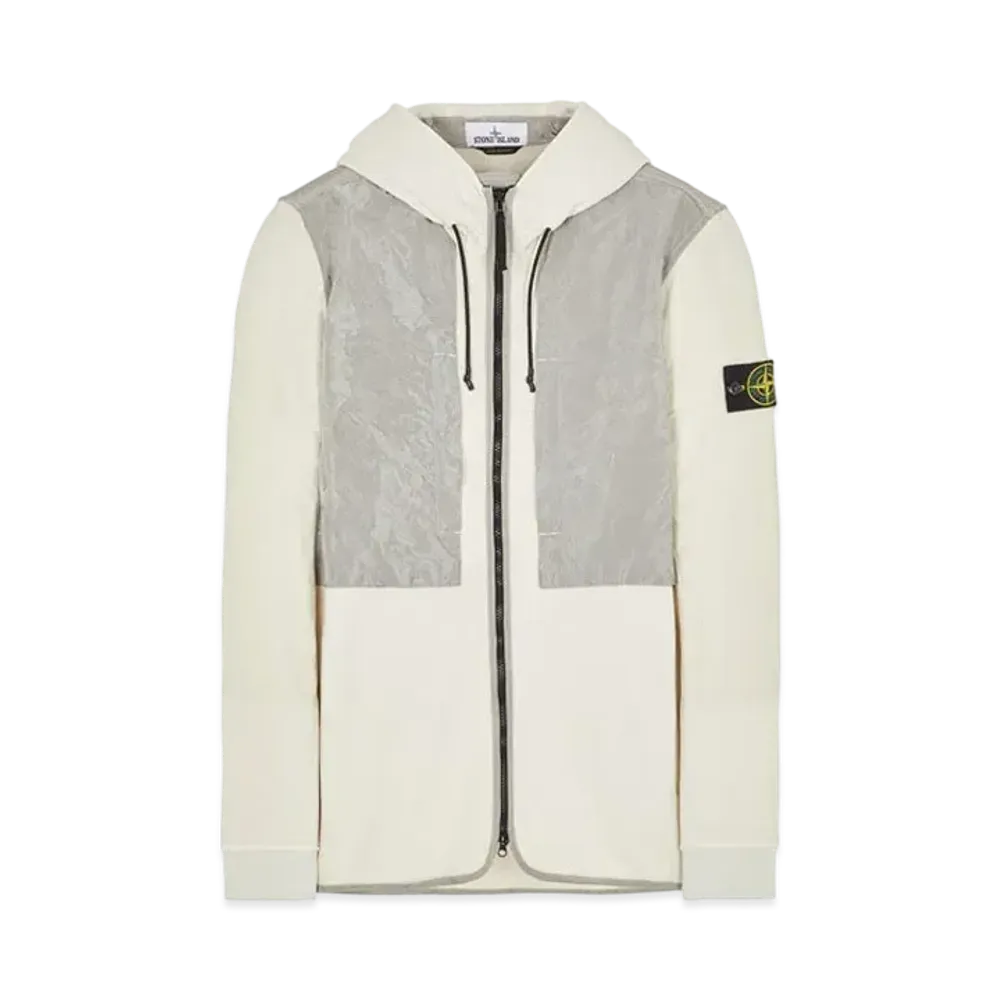 Stone Island 64741 BRUSHED COTTON FLEECE WITH NYLON METAL/ NASLAN-TC DETAILS "Ibory"