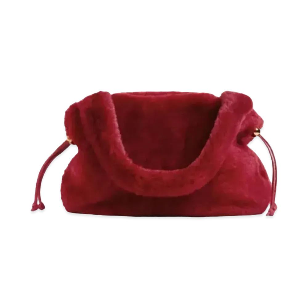 Bottega Veneta Valve Medium Fur Shearling "Dark Red"