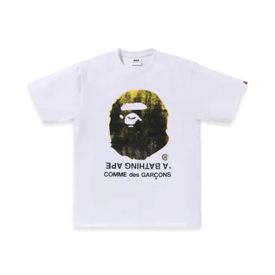 A BATHING APE x COMME des GARCONS Big Ape Head Tee "White"