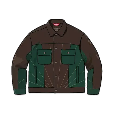 Supreme Radial Embroidered Denim Trucker Jacket "Brown"