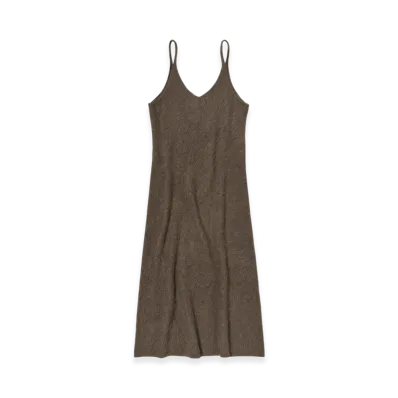 AURALEE Garment-Dyed Baby Alpaca Fur Knit Dress "Dark Brown"