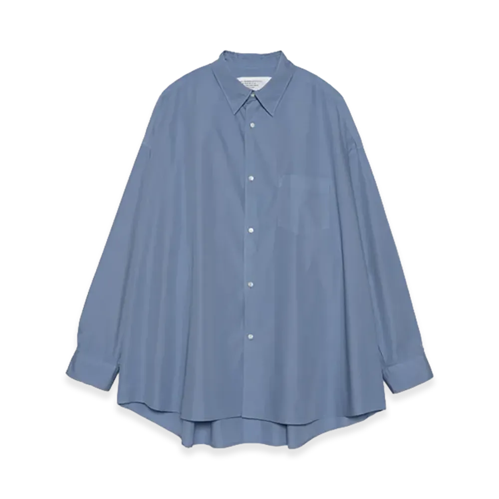 Graphpaper minus Botanical Dyed Broad L/S Oversized Regular Collar Shirt "Blue"